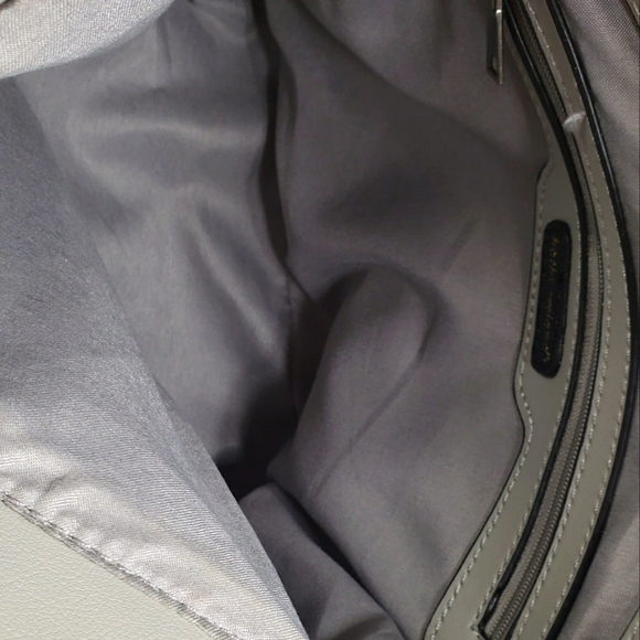 Kathy Ireland Designer Handbag - Gray & Brown Ruffle Crossbody Handbag Purse - Picture 15 of 16